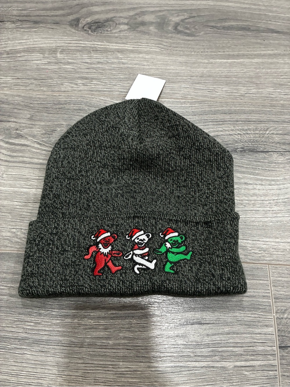 Grateful Dead Dark Gray Beanie with Christmas Dancing Bears NWT